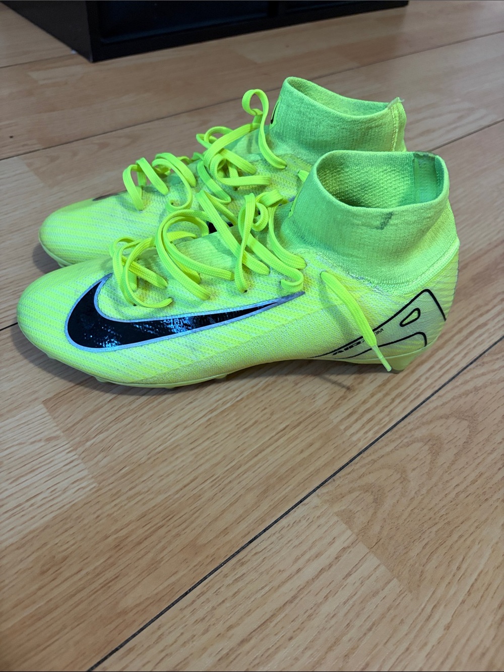 Nike Kids Neon Yellow High-Top Soccer Shoes